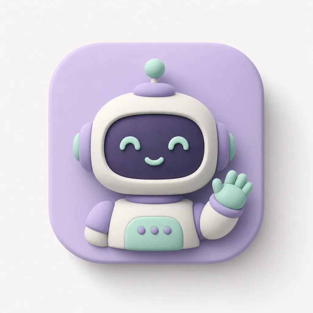 Soft clay 3D robot app icon in pastel colors