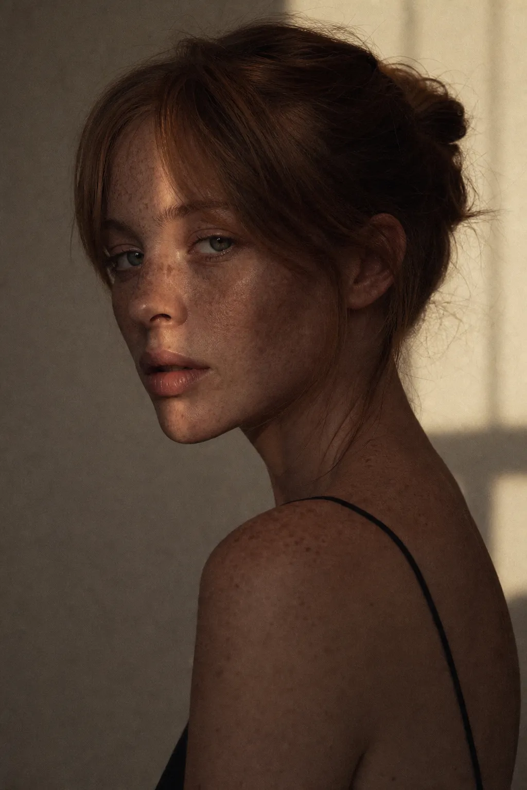 Editorial portrait of a woman with dramatic side lighting
